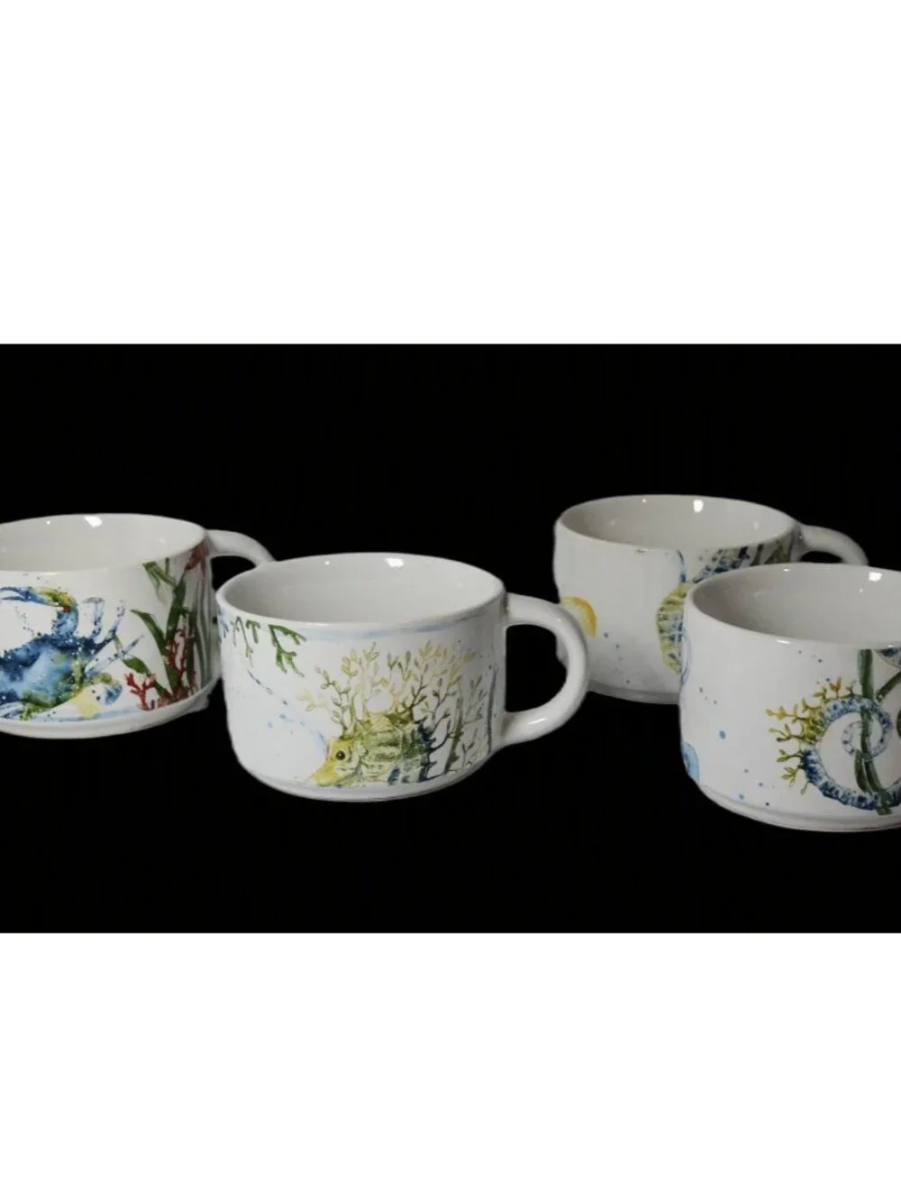 Pier 1 Imports Sea Life Mug Set With Rack Summer Decor Beach House Summer Rental